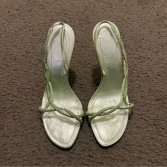 Rene Caovilla Y2K Green Rhinestone Strappy Heels - Picture 2 of 12